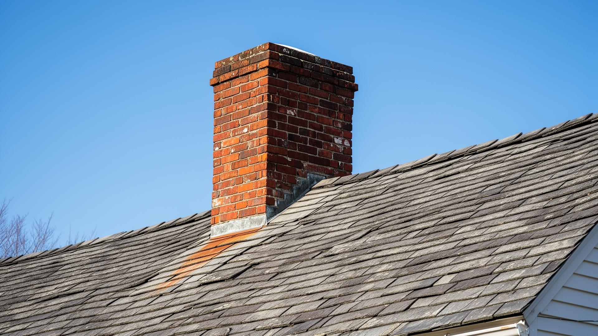 Brick chimney repair on a New England home in Worcester, MA